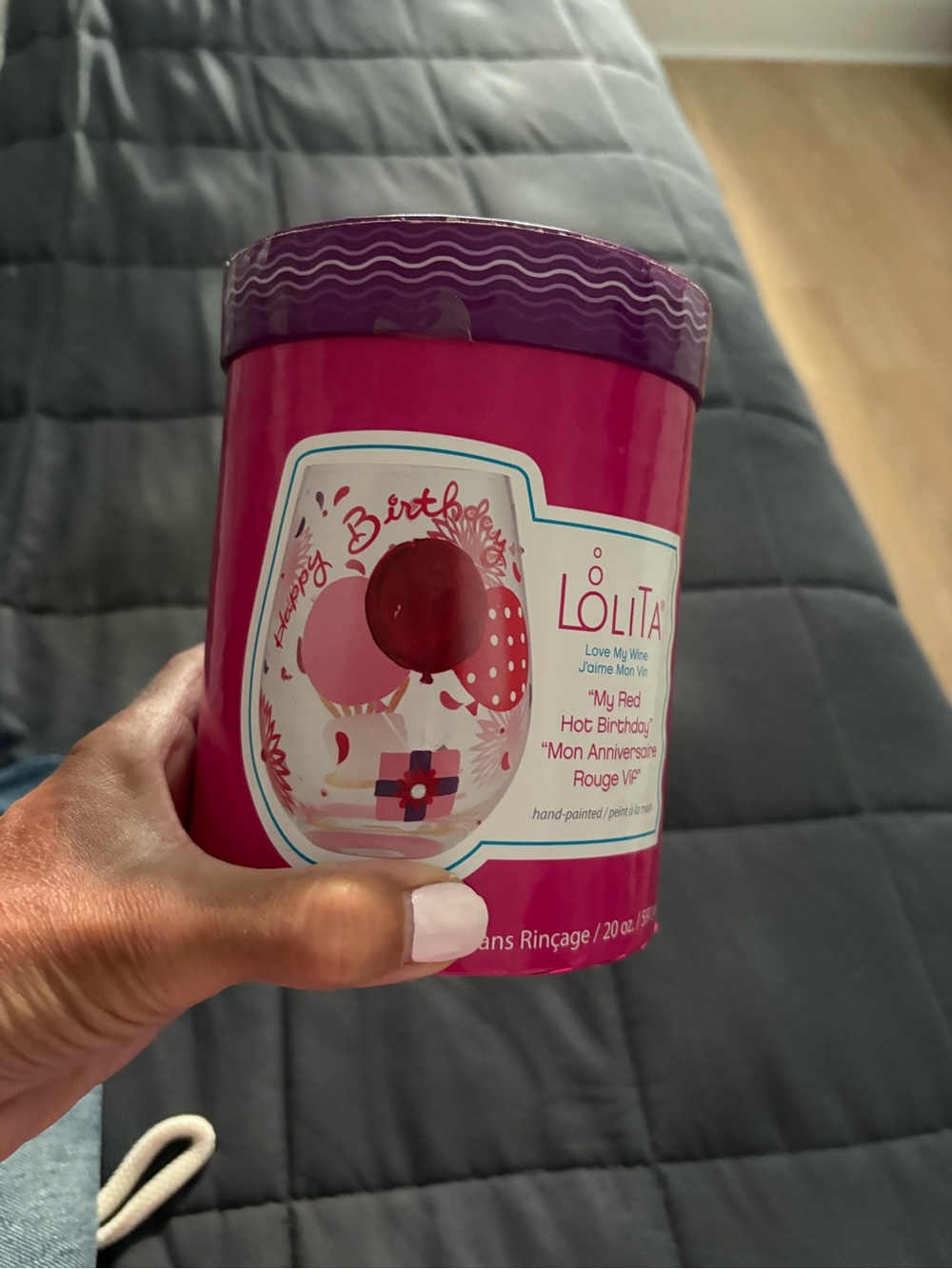 Lolita happy birthday glass drinking tumbler